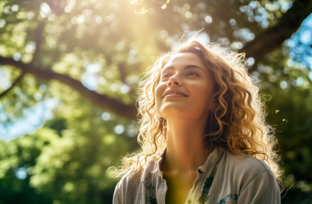 Happy woman outside