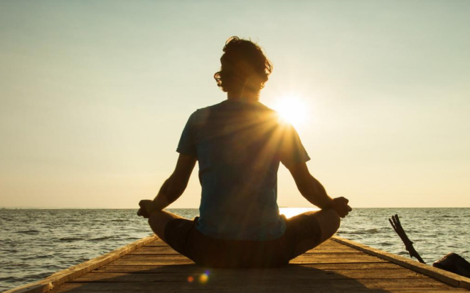 Woman doing yoga or meditation