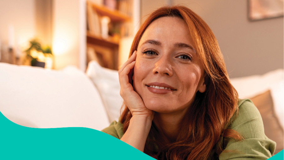 smiling woman inside